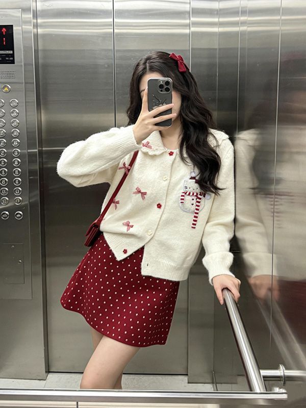 12032 Scarf & Long Sleeve Sweater Set – Soft Knit Two-Piece Outfit