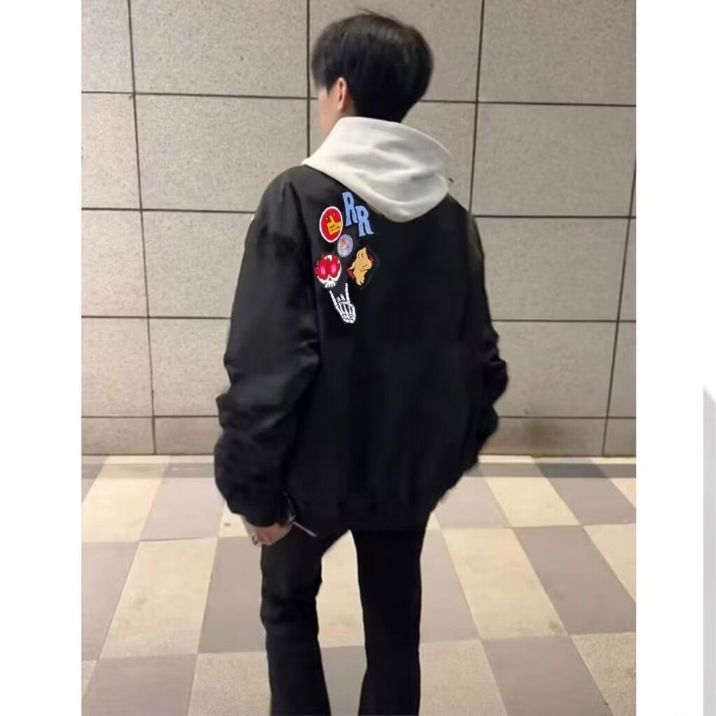 23871 Fleece-Lined Baseball Jacket – Loose-Fit Casual Outerwear