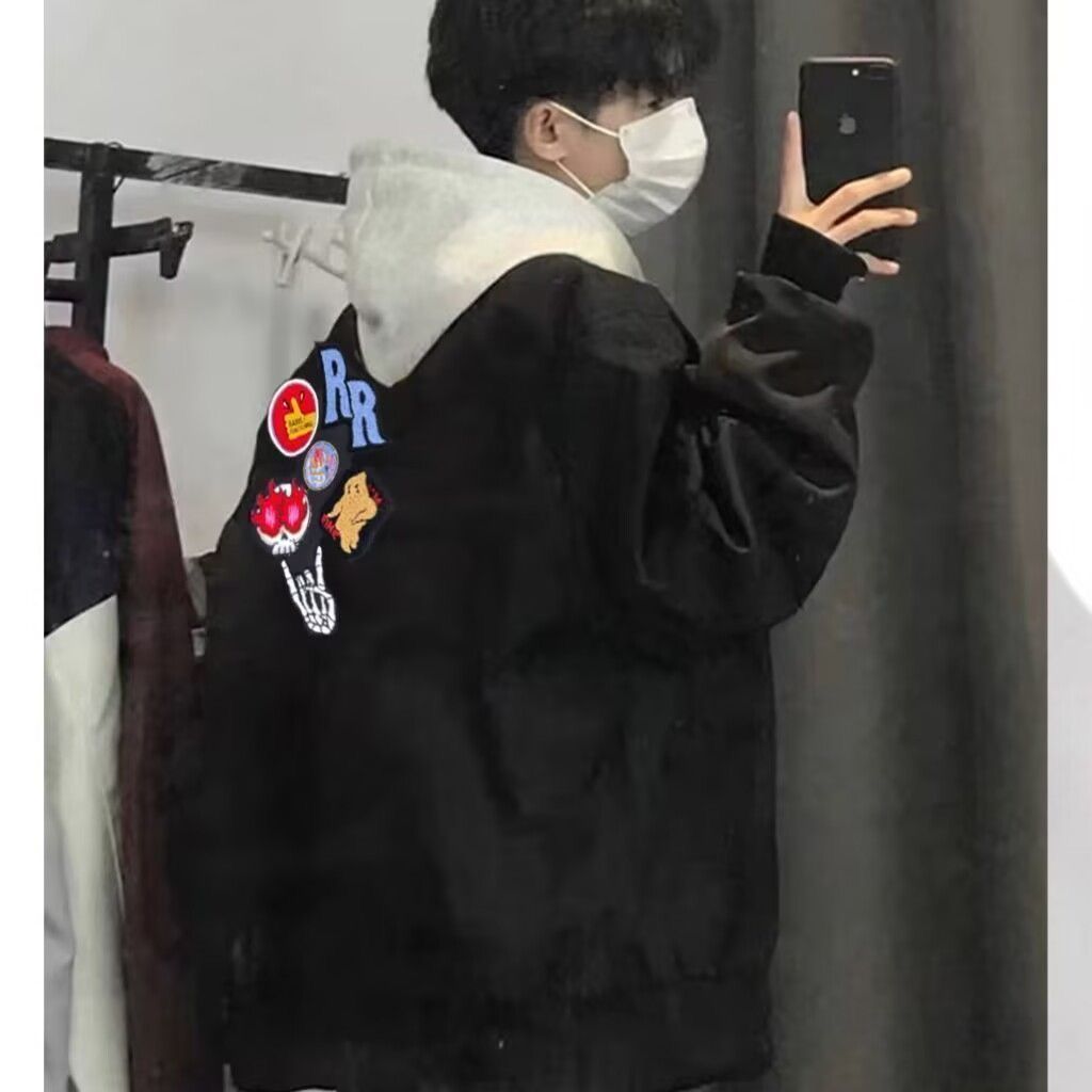 23871 Fleece-Lined Baseball Jacket – Loose-Fit Casual Outerwear