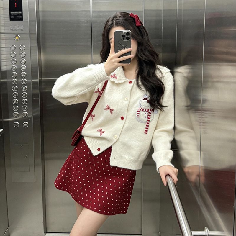 12032 Scarf & Long Sleeve Sweater Set – Soft Knit Two-Piece Outfit