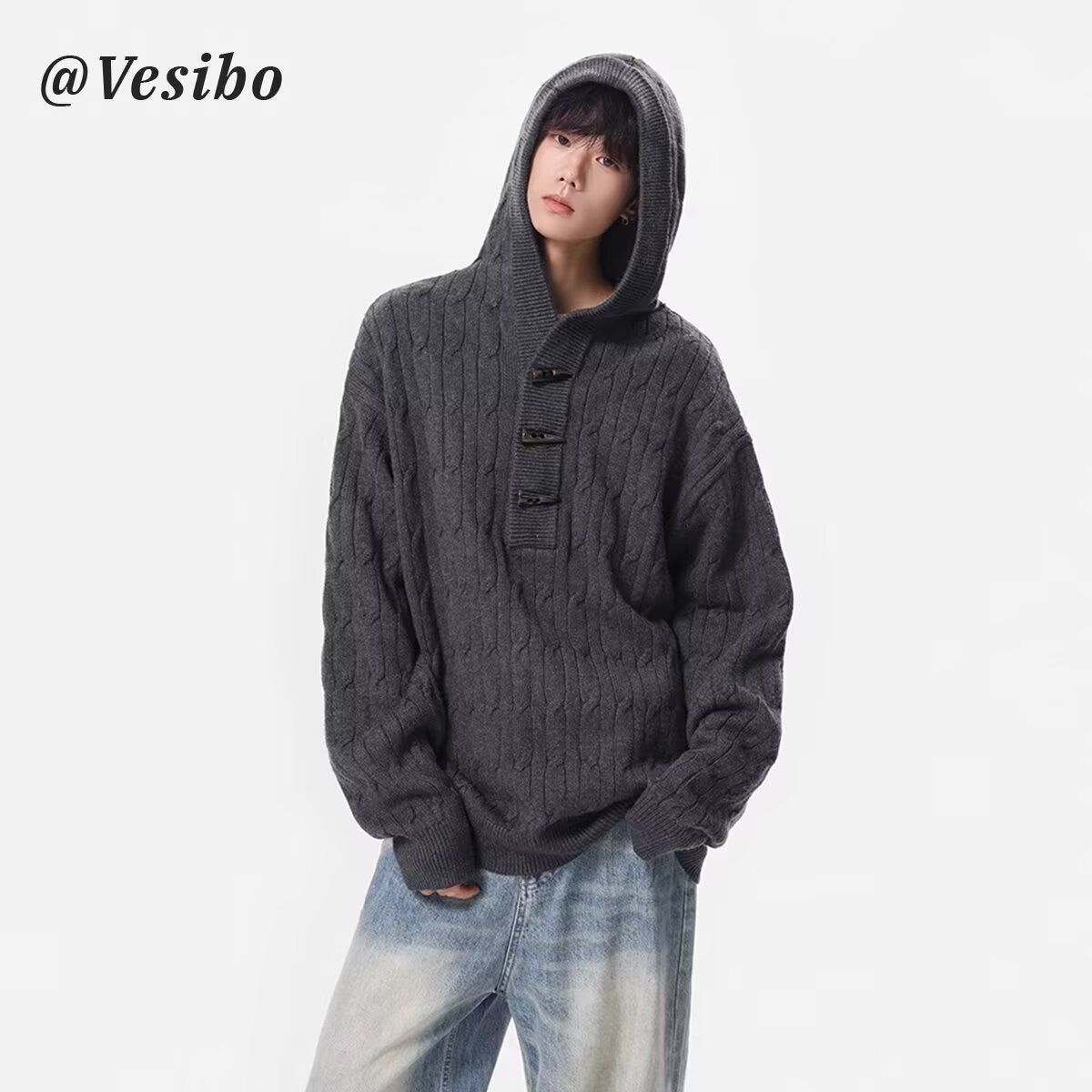 12028 Knitted Cardigan Sweater Jacket