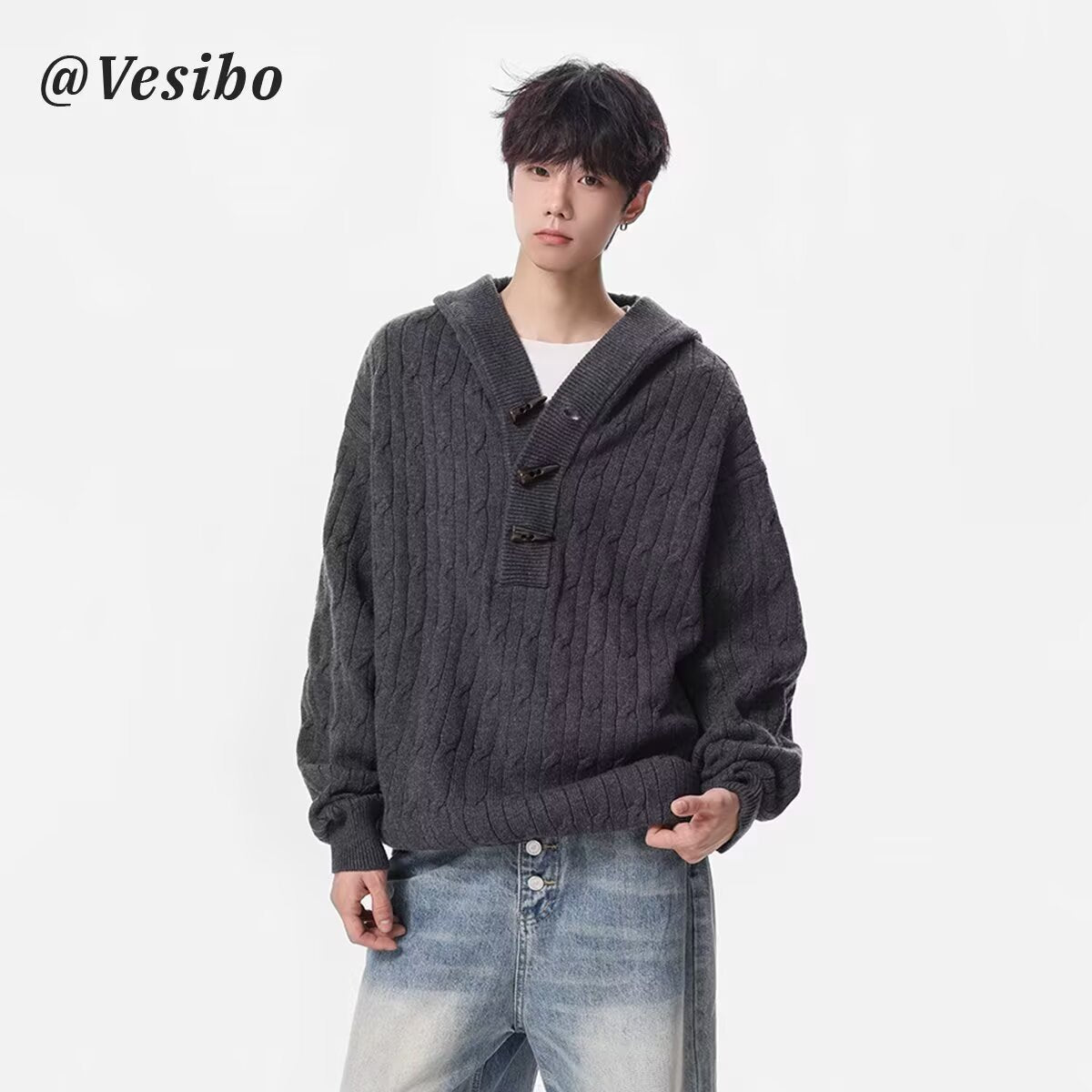 12028 Knitted Cardigan Sweater Jacket