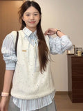 Women’s Knit Sweater Vest & Shirt Set – Layered Outfit (Style 12318)
