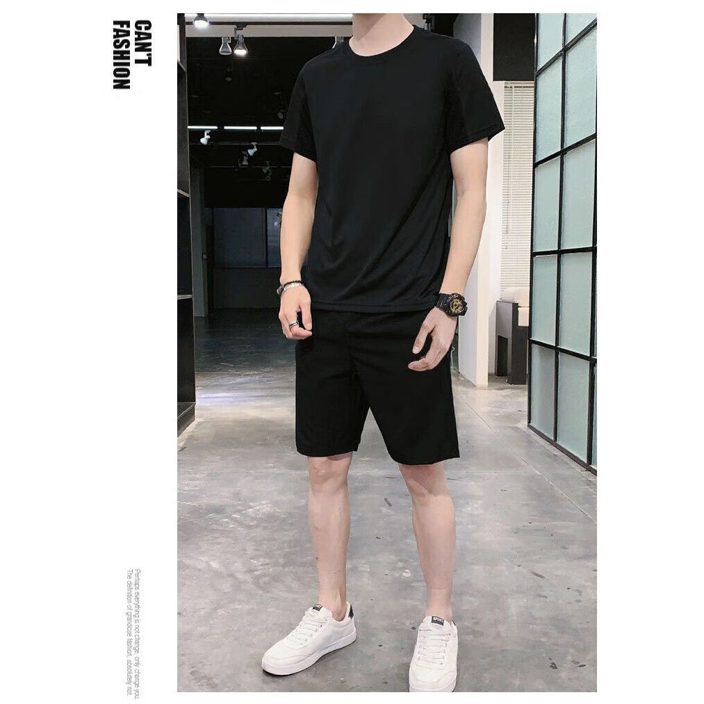 Men's Quick Dry Sports Set – Breathable Ice Silk T-Shirt & Shorts Running Training Outfit