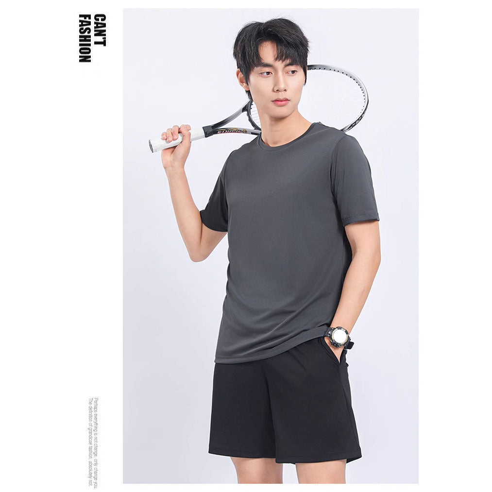 Men's Quick Dry Sports Set – Breathable Ice Silk T-Shirt & Shorts Running Training Outfit